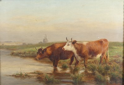 Lot 1339 - Dixon Clark (1849-1944) - Cattle watering in...