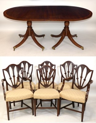 Lot 1387 - A Regency style mahogany twin pedestal dining...