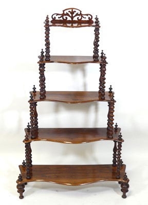 Lot 1443 - A Victorian rosewood five-tier waterfall...