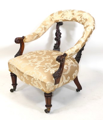 Lot 1422 - An early Victorian rosewood framed and silk...
