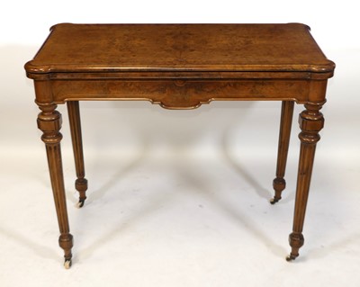 Lot 1379 - A Victorian burr walnut and inlaid card...