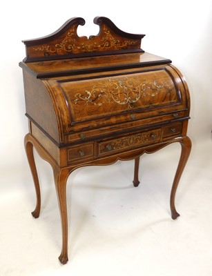 Lot 1398 - A late Victorian rosewood and inlaid cylinder...