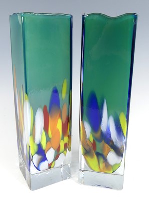 Lot 88 - A pair of Czechoslovakian heavy studio glass...