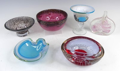 Lot 74 - A studio glass table bowl, with pink and...