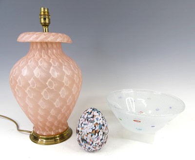 Lot 73 - A pink studio glass baluster form table...