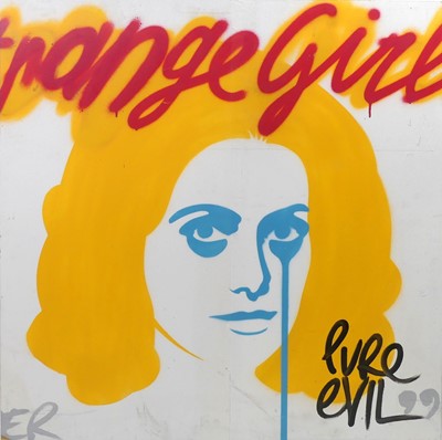 Lot 191 - Pure Evil (b.1968) - Strange Girl, spray paint...
