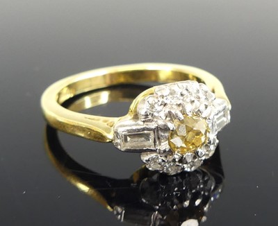 Lot 1183 - A yellow and white metal diamond circular...