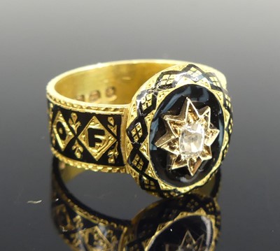 Lot 1149 - An 18ct yellow gold Victorian diamond mourning...