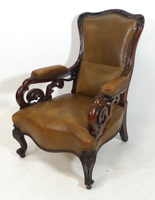 Lot 1413 - An early Victorian rosewood framed and leather...