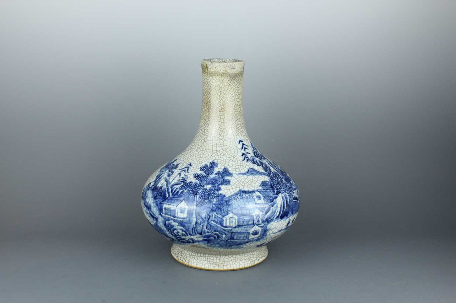 Lot 2030 - A large Chinese ge type bottle vase with blue...