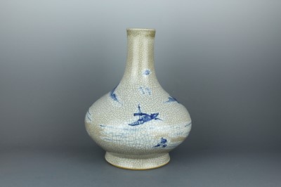 Lot 2030 - A large Chinese ge type bottle vase with blue...
