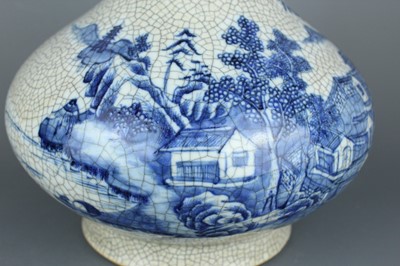 Lot 2030 - A large Chinese ge type bottle vase with blue...