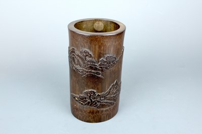 Lot 2089 - Two Chinese bamboo carved brush pots, 19th and...