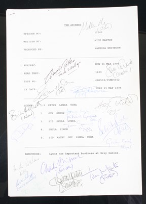 Lot 736 - The Archers, a script for the Radio 4 show...