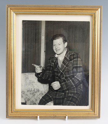 Lot 728 - Benny Hill (1924-1992), a 24 x 19cm black and...