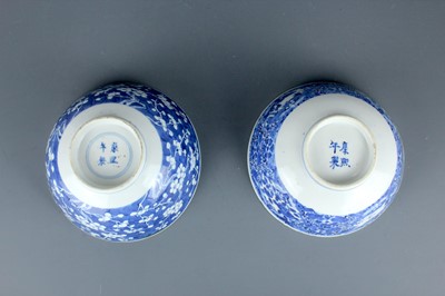 Lot 2022 - Two Chinese blue and white bowls, Qing Dynasty,...