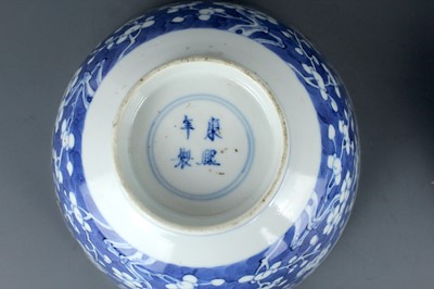 Lot 2022 - Two Chinese blue and white bowls, Qing Dynasty,...