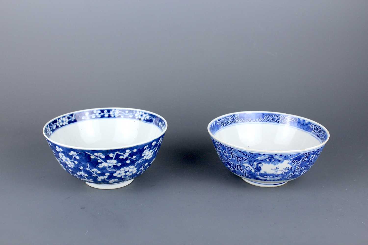 Lot 2022 - Two Chinese blue and white bowls, Qing Dynasty,...