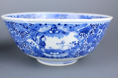 Lot 2022 - Two Chinese blue and white bowls, Qing Dynasty,...