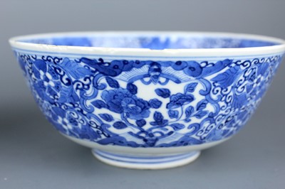 Lot 2022 - Two Chinese blue and white bowls, Qing Dynasty,...