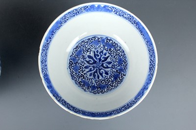 Lot 2022 - Two Chinese blue and white bowls, Qing Dynasty,...