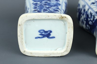 Lot 2040 - A pair of Chinese blue and white square vases,...