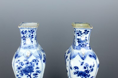 Lot 2040 - A pair of Chinese blue and white square vases,...