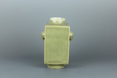Lot 2112 - A small Chinese celadon-glazed cong-form vase,...