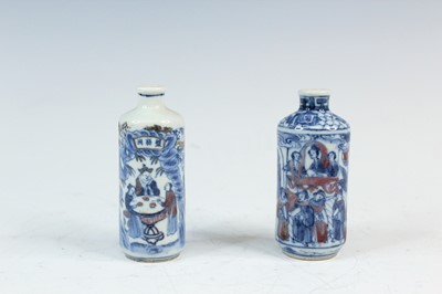 Lot 2004 - Two Chinese underglaze blue and red snuff...
