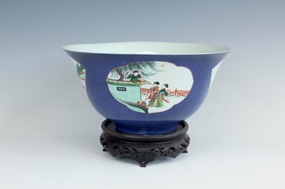 Lot 2157 - A large Chinese powder-blue ground bowl, in...