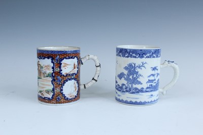 Lot 2151 - Two Chinese export porcelain mugs, Qing...