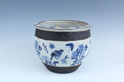 Lot 2192 - A Chinese blue and white scroll bowl, Qing...