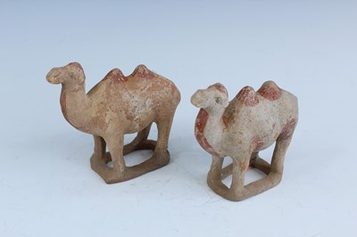 Lot 2101 - A pair of Chinese red pottery camels, Tang...