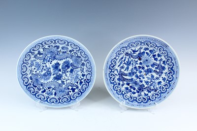 Lot 2190 - A pair of Chinese blue and white ‘dragon’...