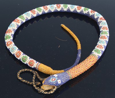 Lot 3241 - A WW I Turkish Prisoner of War beadwork snake...