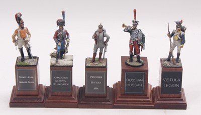Lot 1872 - A collection of five 54mm scale white metal...