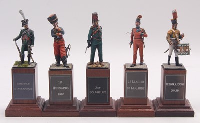 Lot 1873 - A collection of five 54mm scale white metal...