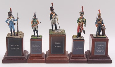 Lot 1875 - A collection of five 54mm scale white metal...