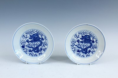 Lot 2033 - A pair of Chinese blue and white “dragon”...