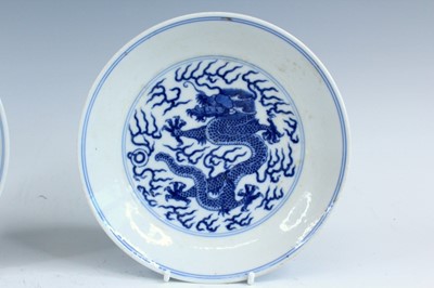 Lot 2033 - A pair of Chinese blue and white “dragon”...