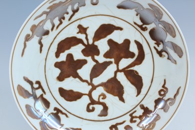 Lot 2155 - A Chinese iron-brown-decorated 'gardenia' dish,...