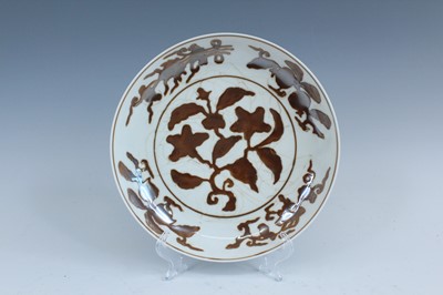 Lot 2155 - A Chinese iron-brown-decorated 'gardenia' dish,...