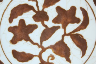 Lot 2155 - A Chinese iron-brown-decorated 'gardenia' dish,...