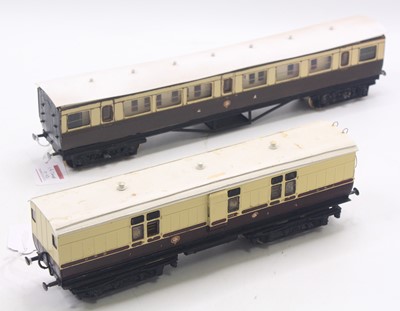 Lot 182 - Two 0 gauge kit built GWR coaches to include a...