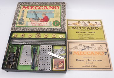 Lot 1654 - A Meccano circa 1920s 1X outfit gift set,...