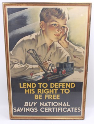 Lot 1616 - An original wartime National Savings poster to...