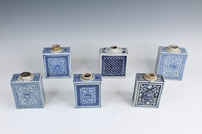 Lot 2180 - Six Chinese blue and white tea caddies, Qing...