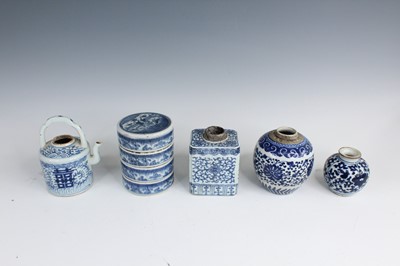 Lot 2178 - Five Chinese blue and white porcelain vessels,...
