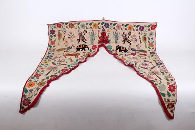 Lot 2220 - An antique/vintage Indian embroidered toran,...