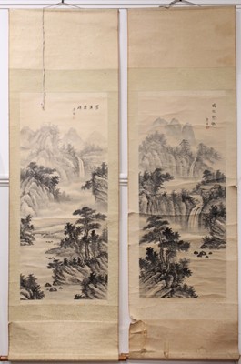 Lot 2198 - A pair of Chinese ‘landscape’ ink paintings,...